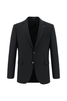 Siyah Slim Fit Dar Kesim Yünlü Klasik Takım Elbise
