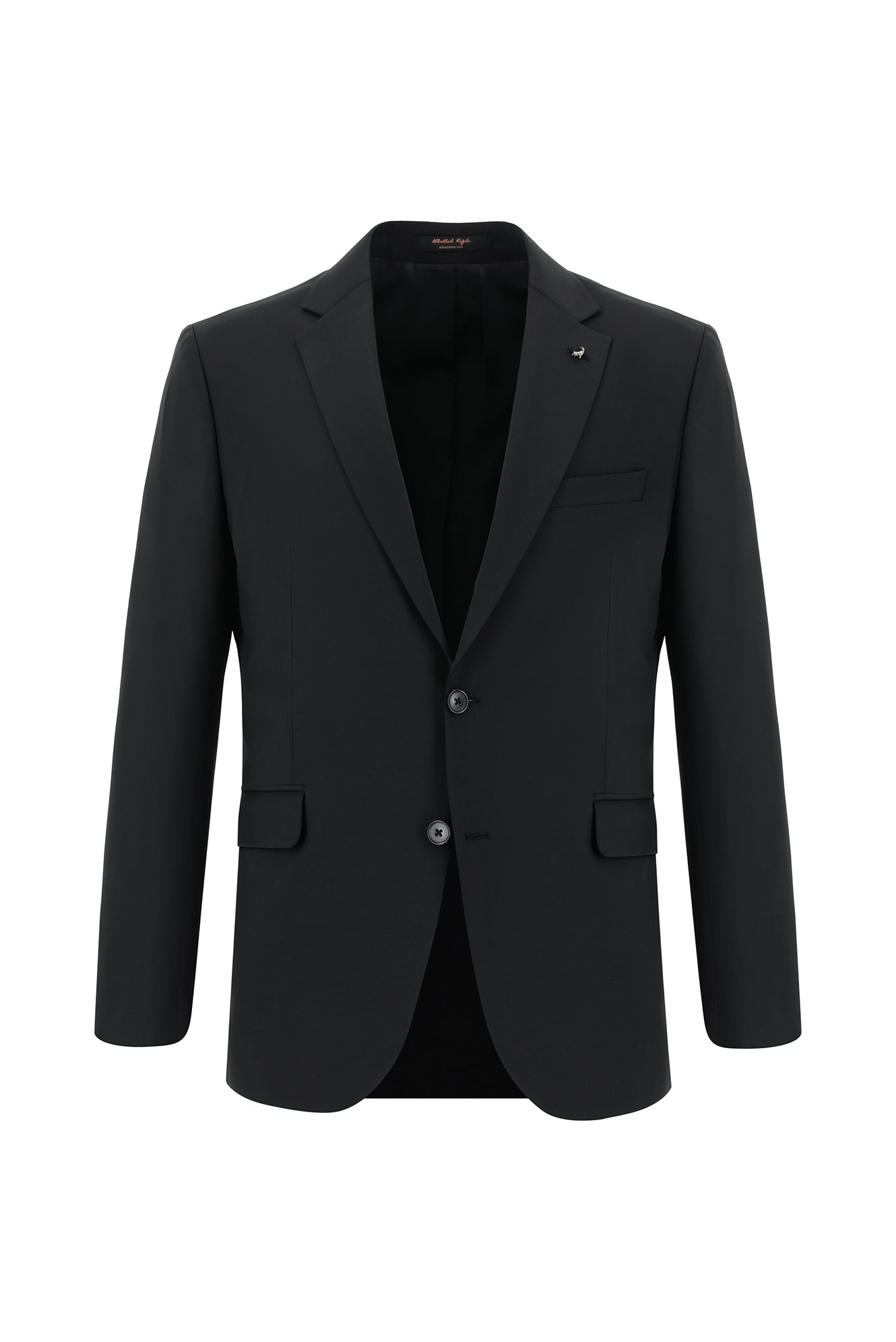 Siyah Relaxed Fit Rahat Kesim Yünlü Klasik Takım Elbise