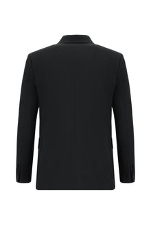 Siyah Relaxed Fit Rahat Kesim Yünlü Klasik Takım Elbise