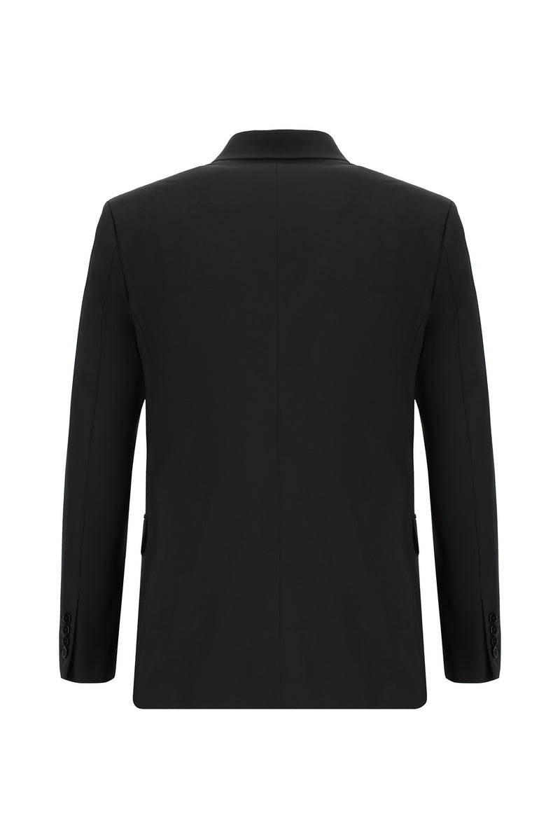 Siyah Slim Fit Dar Kesim Yünlü Klasik Takım Elbise
