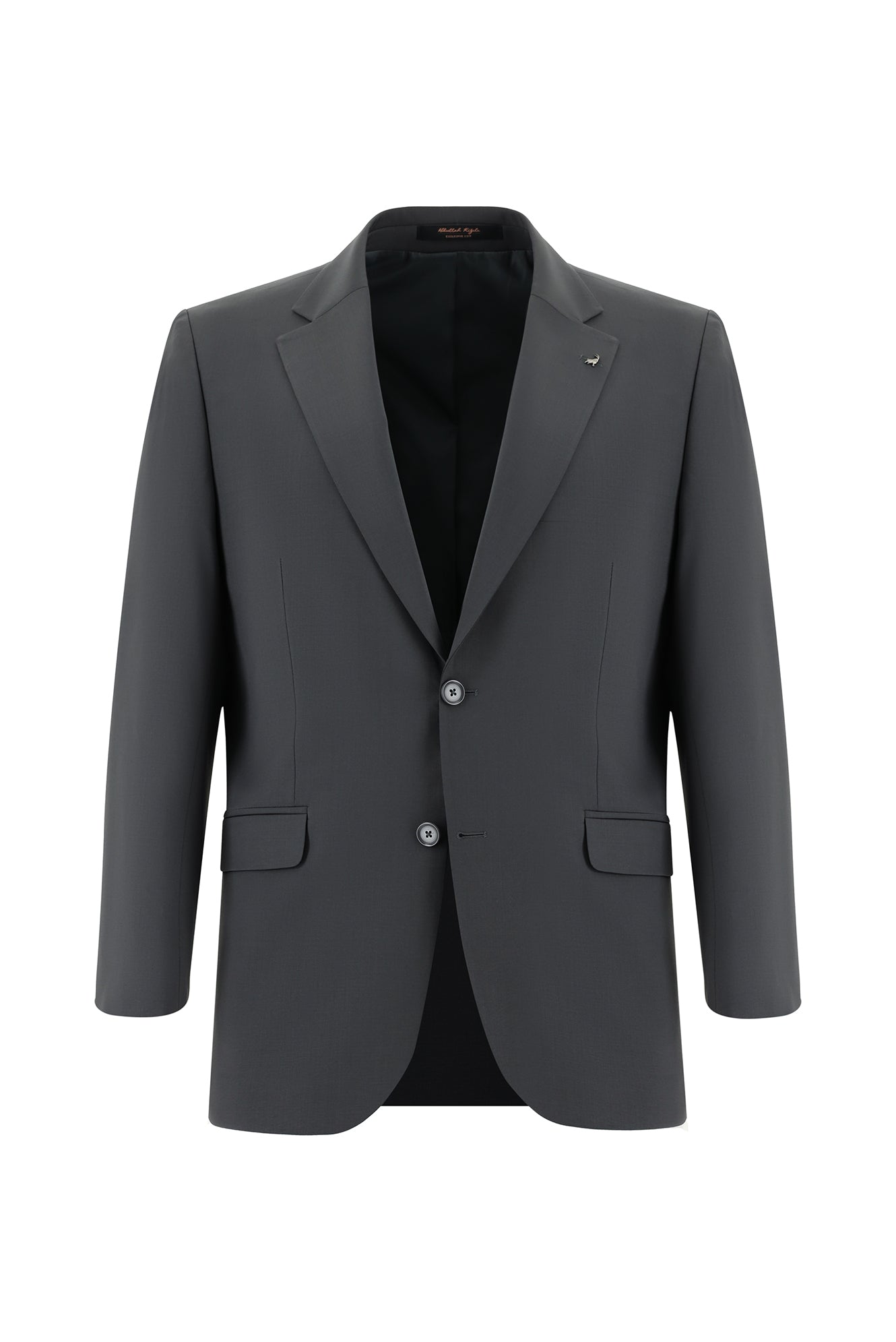 Koyu Füme Slim Fit Dar Kesim Yünlü Klasik Takım Elbise