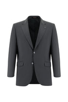 Koyu Füme Slim Fit Dar Kesim Yünlü Klasik Takım Elbise