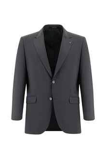 Koyu Füme Slim Fit Dar Kesim Yünlü Klasik Takım Elbise