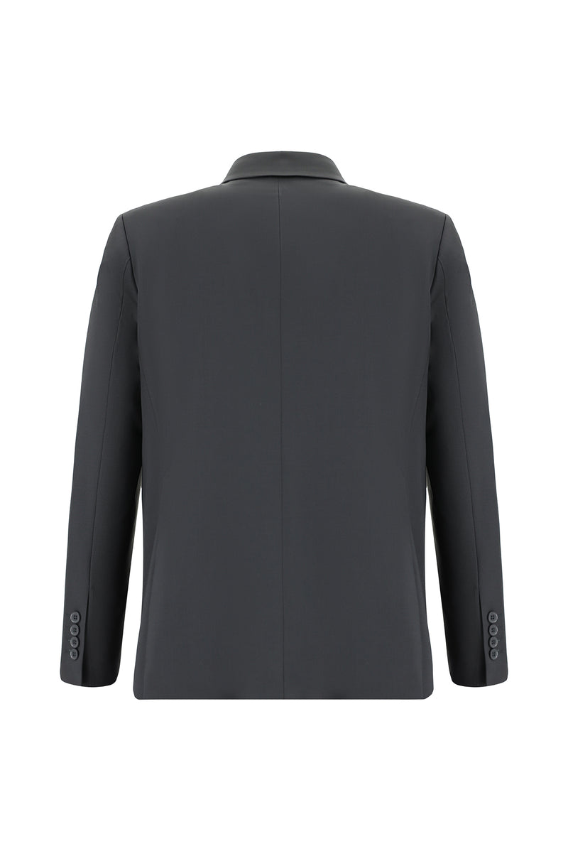 Koyu Füme Slim Fit Dar Kesim Yünlü Klasik Takım Elbise