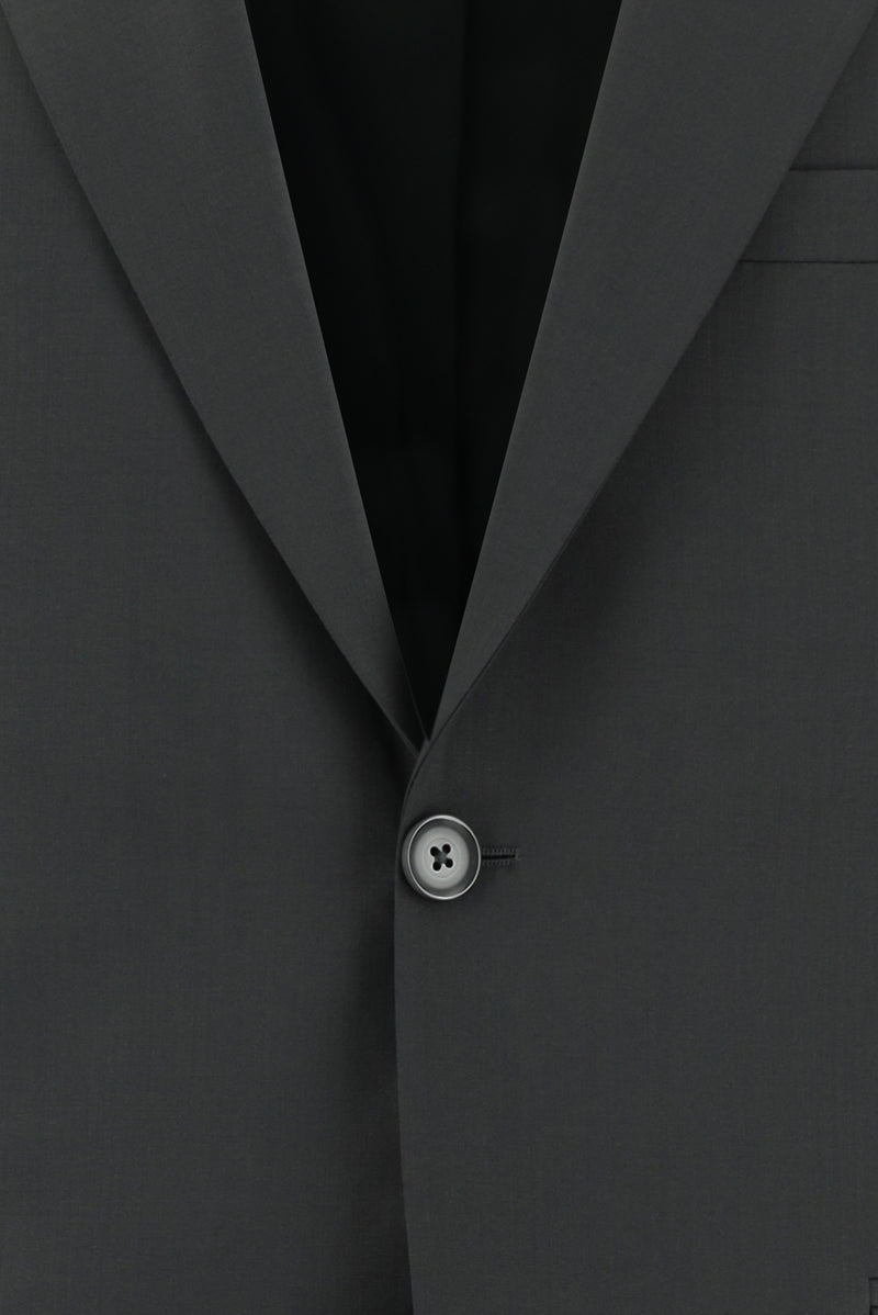 Koyu Füme Slim Fit Dar Kesim Yünlü Klasik Takım Elbise