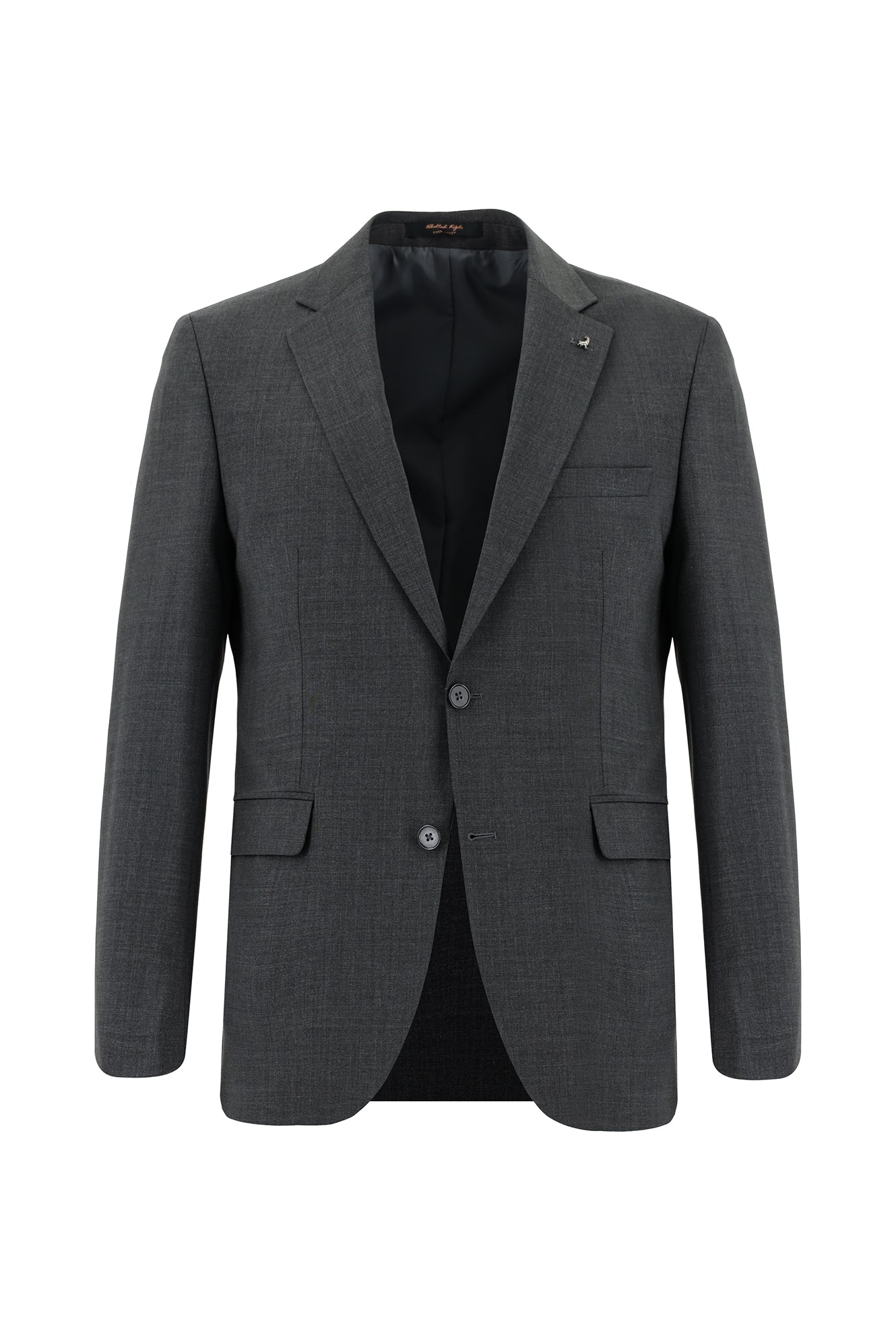 Koyu Füme Slim Fit Dar Kesim Yünlü Klasik Takım Elbise