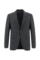 Koyu Füme Slim Fit Dar Kesim Yünlü Klasik Takım Elbise