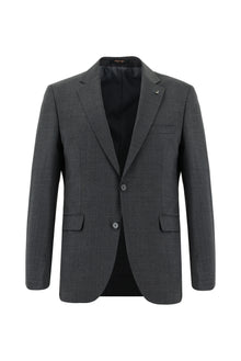 Koyu Füme Slim Fit Dar Kesim Yünlü Klasik Takım Elbise