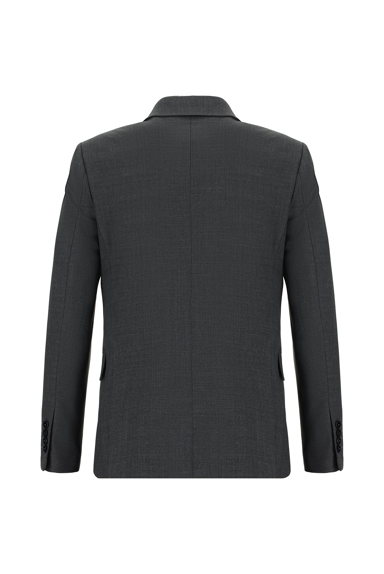 Koyu Füme Slim Fit Dar Kesim Yünlü Klasik Takım Elbise
