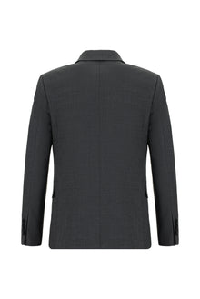 Koyu Füme Slim Fit Dar Kesim Yünlü Klasik Takım Elbise