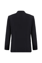 Siyah Slim Fit Dar Kesim Yünlü Kruvaze Takım Elbise