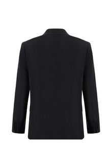 Siyah Slim Fit Dar Kesim Yünlü Kruvaze Takım Elbise