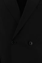 Siyah Slim Fit Dar Kesim Yünlü Kruvaze Takım Elbise