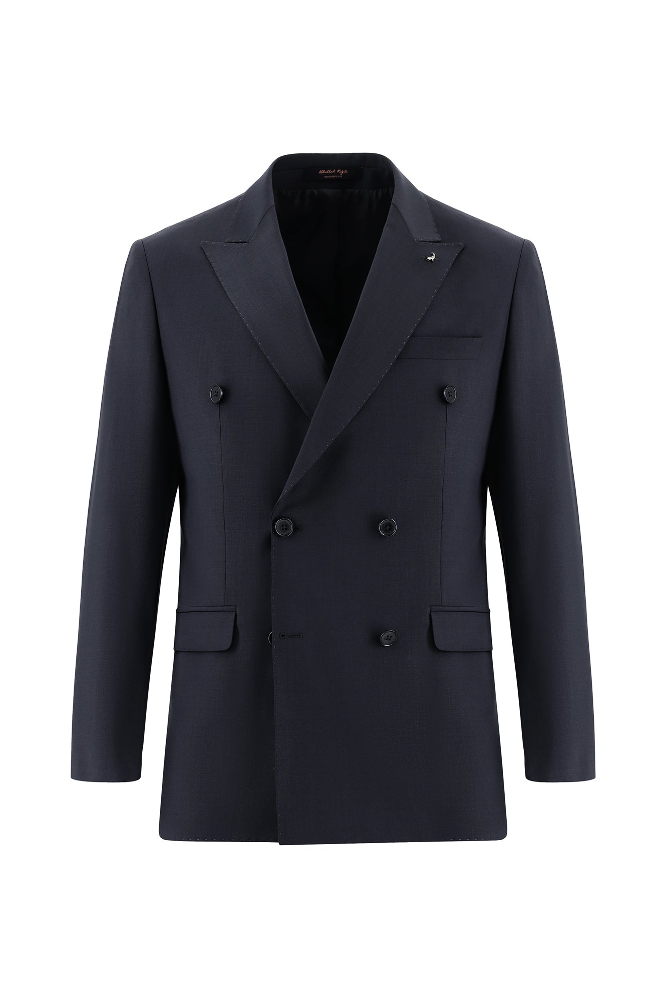Koyu Füme Slim Fit Dar Kesim Yünlü Kruvaze Takım Elbise