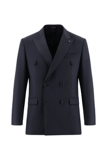 Koyu Füme Relax Fit Rahat Kesim Yünlü Kruvaze Takım Elbise