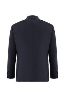 Koyu Füme Slim Fit Dar Kesim Yünlü Kruvaze Takım Elbise