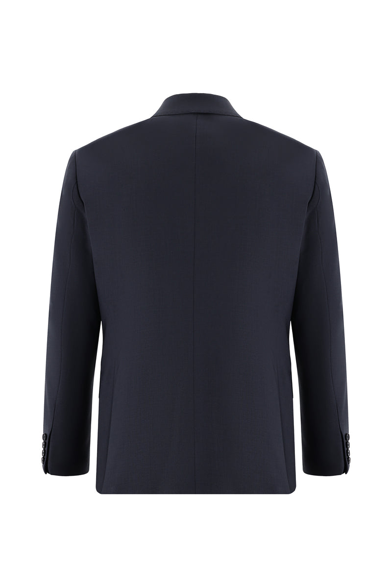 Koyu Füme Slim Fit Dar Kesim Yünlü Kruvaze Takım Elbise