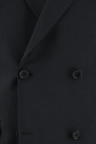 Koyu Füme Slim Fit Dar Kesim Yünlü Kruvaze Takım Elbise