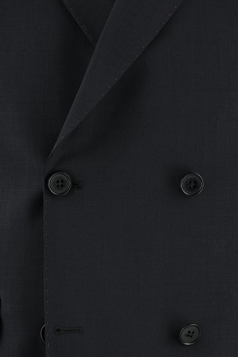 Koyu Füme Relax Fit Rahat Kesim Yünlü Kruvaze Takım Elbise