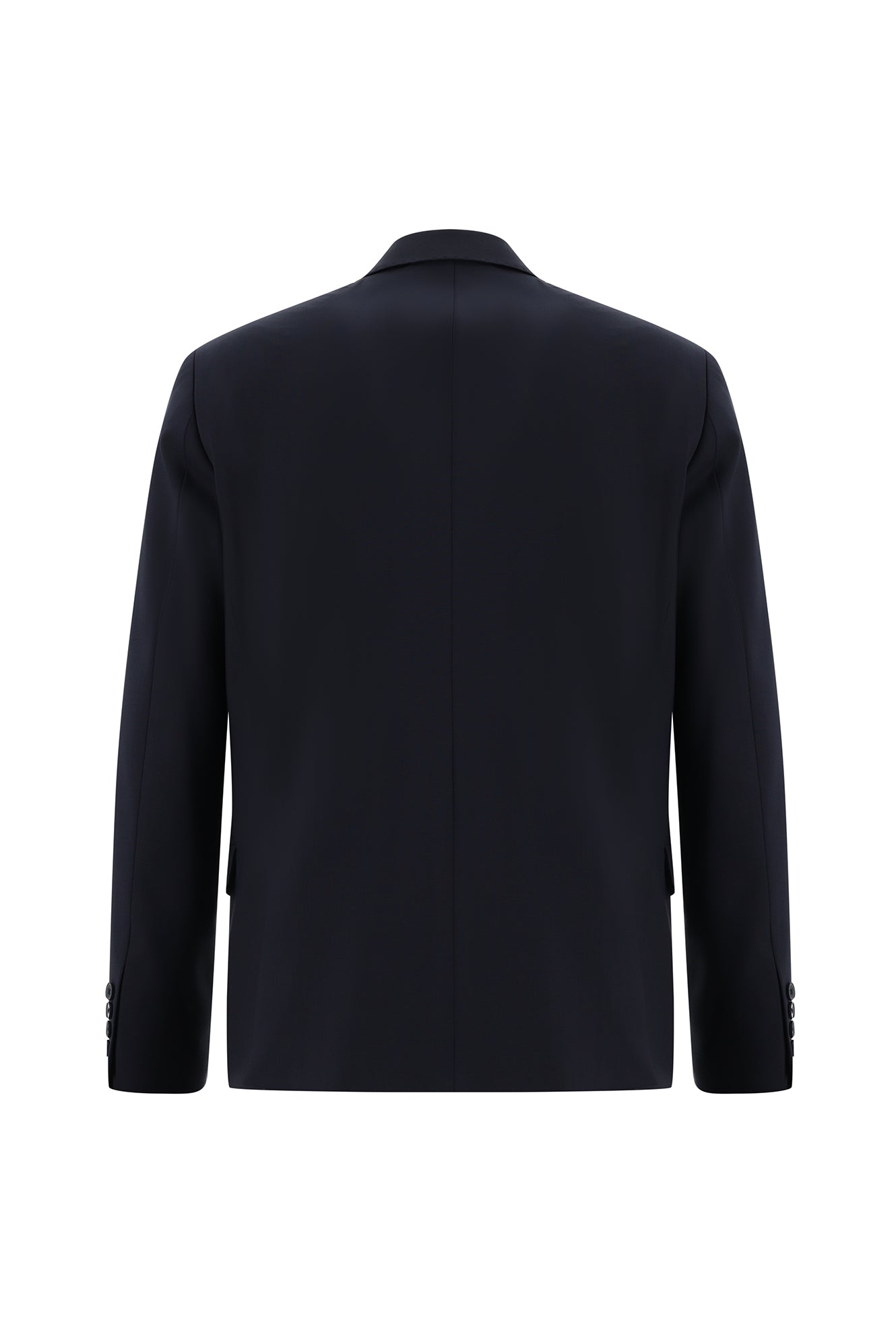 Koyu Lacivert Slim Fit Dar Kesim Yünlü Kruvaze Takım Elbise