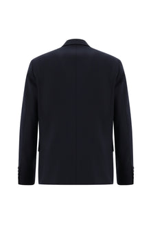 Koyu Lacivert Slim Fit Dar Kesim Yünlü Kruvaze Takım Elbise