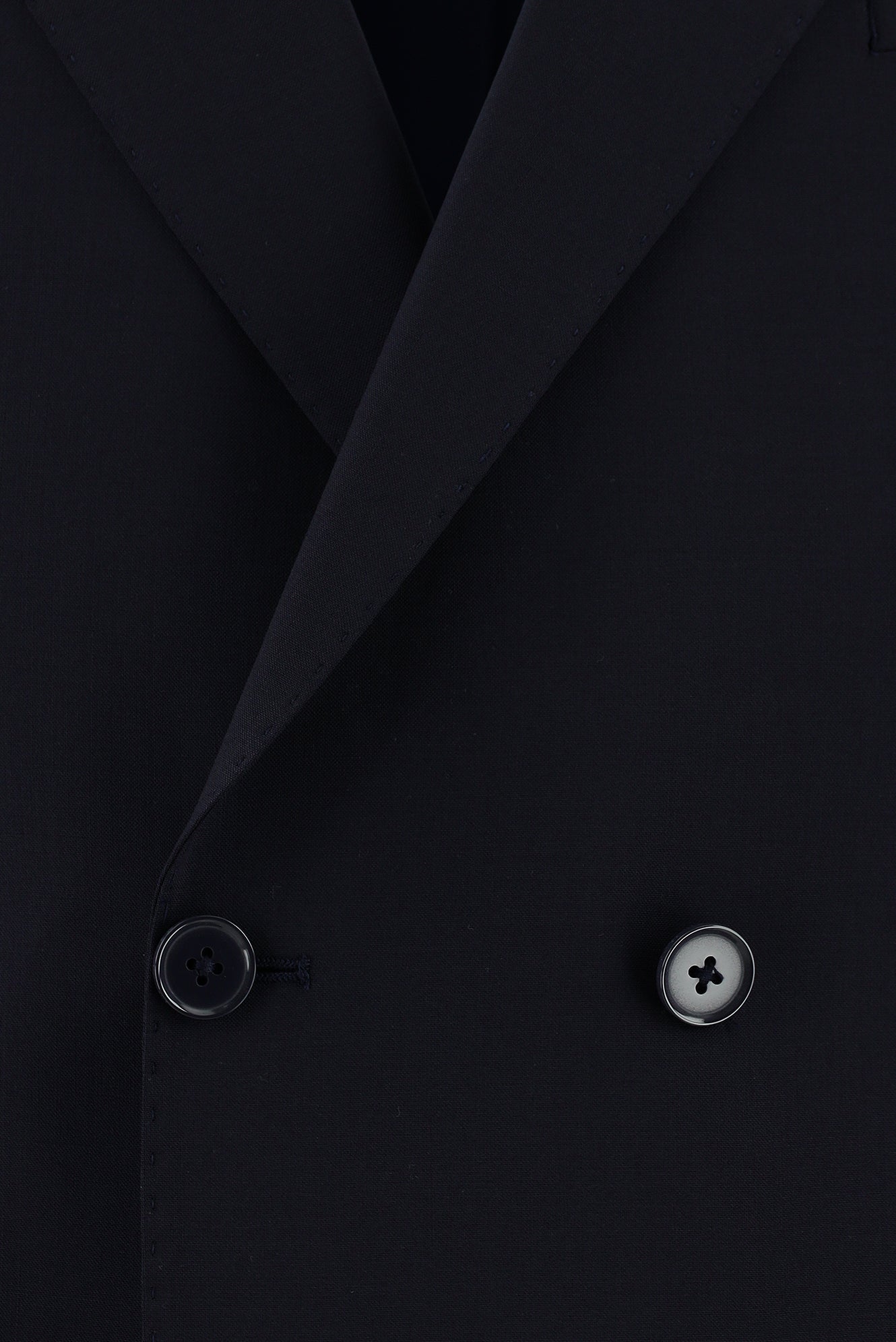 Koyu Lacivert Slim Fit Dar Kesim Yünlü Kruvaze Takım Elbise