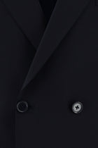Koyu Lacivert Slim Fit Dar Kesim Yünlü Kruvaze Takım Elbise
