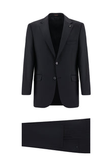 Siyah Slim Fit Dar Kesim Yünlü Klasik Takım Elbise