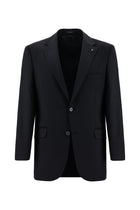 Siyah Slim Fit Dar Kesim Yünlü Klasik Takım Elbise