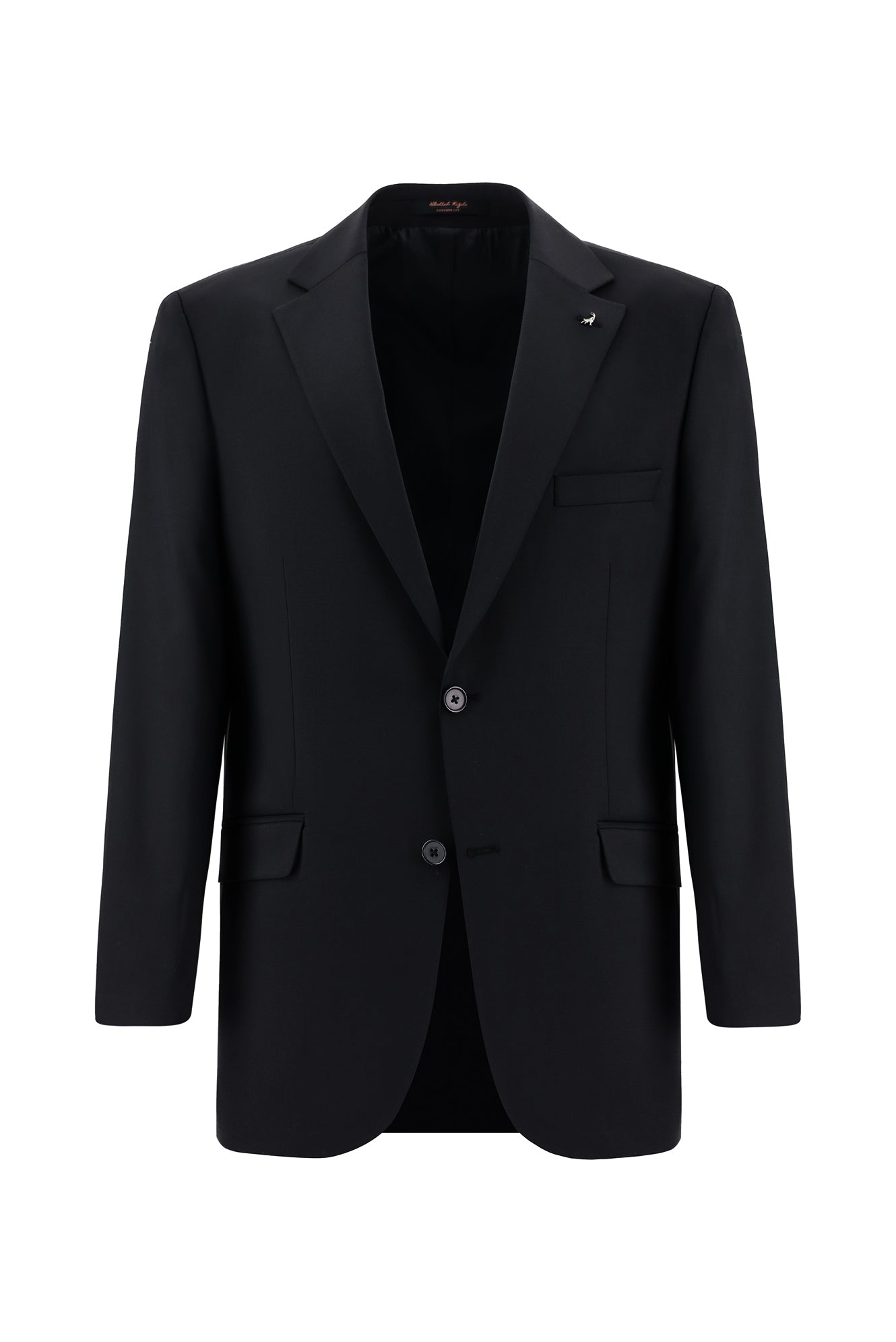 Siyah Relaxed Fit Rahat Kesim Yünlü Klasik Takım Elbise