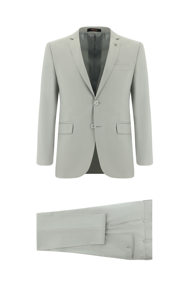 Açık Bej Super Slim Fit Ekstra Dar Kesim Yünlü Klasik Takım Elbise