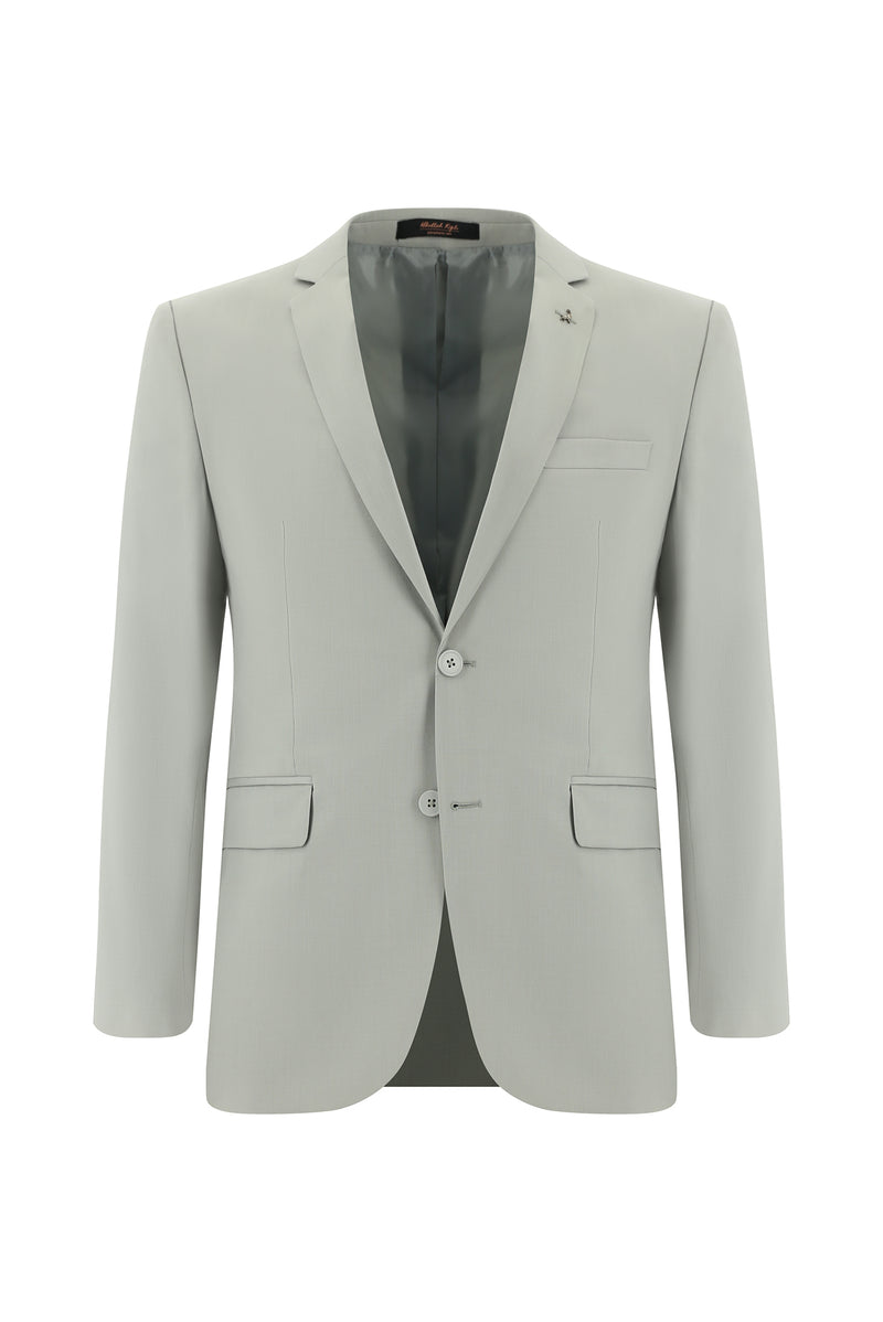 Açık Bej Super Slim Fit Ekstra Dar Kesim Yünlü Klasik Takım Elbise