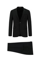 Siyah Super Slim Fit Ekstra Dar Kesim Yünlü Klasik Takım Elbise