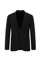 Siyah Super Slim Fit Ekstra Dar Kesim Yünlü Klasik Takım Elbise