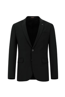 Siyah Super Slim Fit Ekstra Dar Kesim Yünlü Klasik Takım Elbise