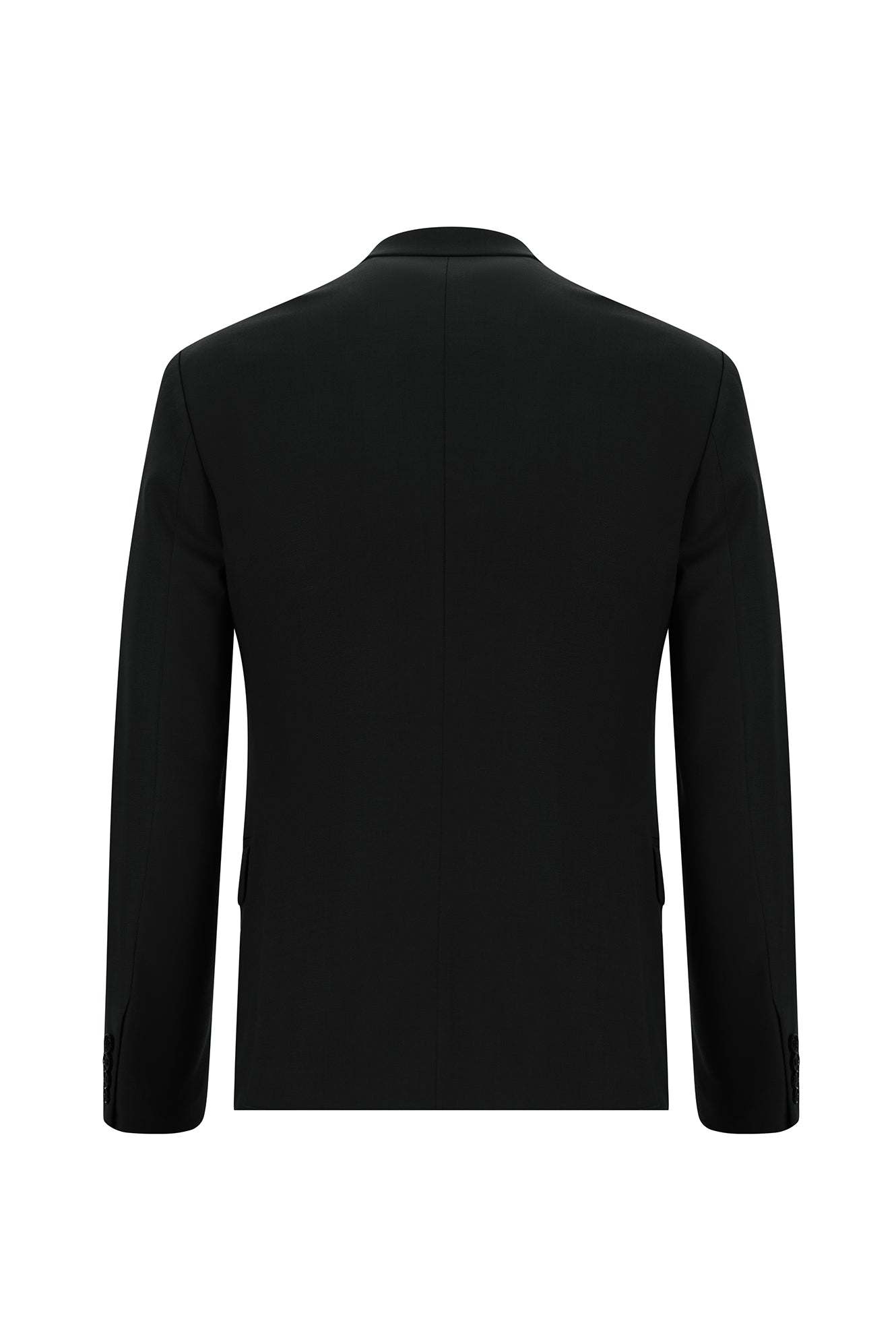 Siyah Super Slim Fit Ekstra Dar Kesim Yünlü Klasik Takım Elbise