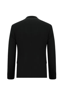 Siyah Super Slim Fit Ekstra Dar Kesim Yünlü Klasik Takım Elbise