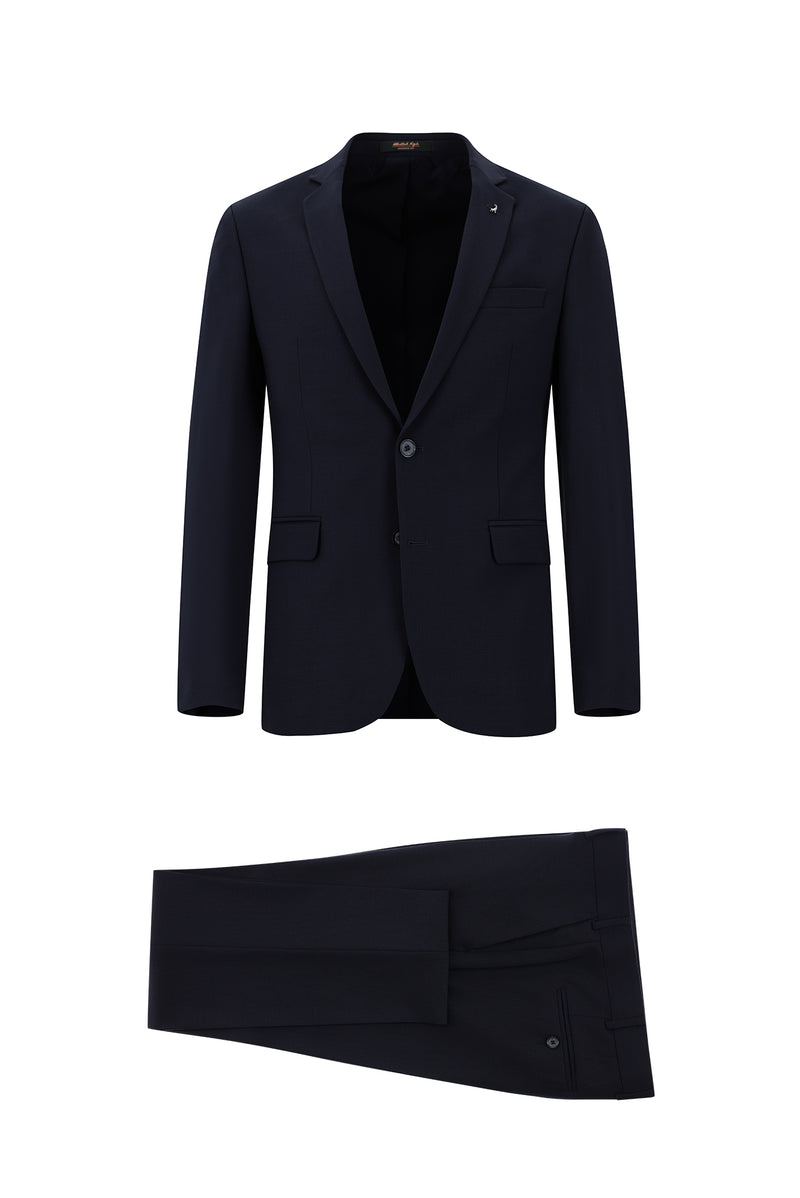 Siyah Lacivert 7 Drop Super Slim Fit Eksra Dar Kesim Yünlü Tak?m Elbise-Abdullah Ki??l?