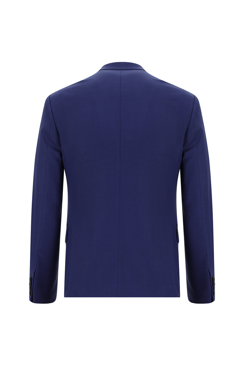 Koyu Mavi  Super Slim Fit Ekstra Dar Kesim Yünlü Klasik Takım Elbise