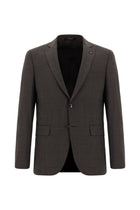 Acı Kahve Slim Fit Dar Kesim Yünlü Klasik Takım Elbise
