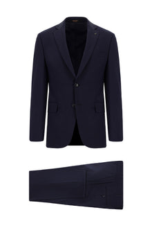 Orta Lacivert 7 Drop Slim Fit Dar Kesim Yünlü Tak?m Elbise-Abdullah Ki??l?