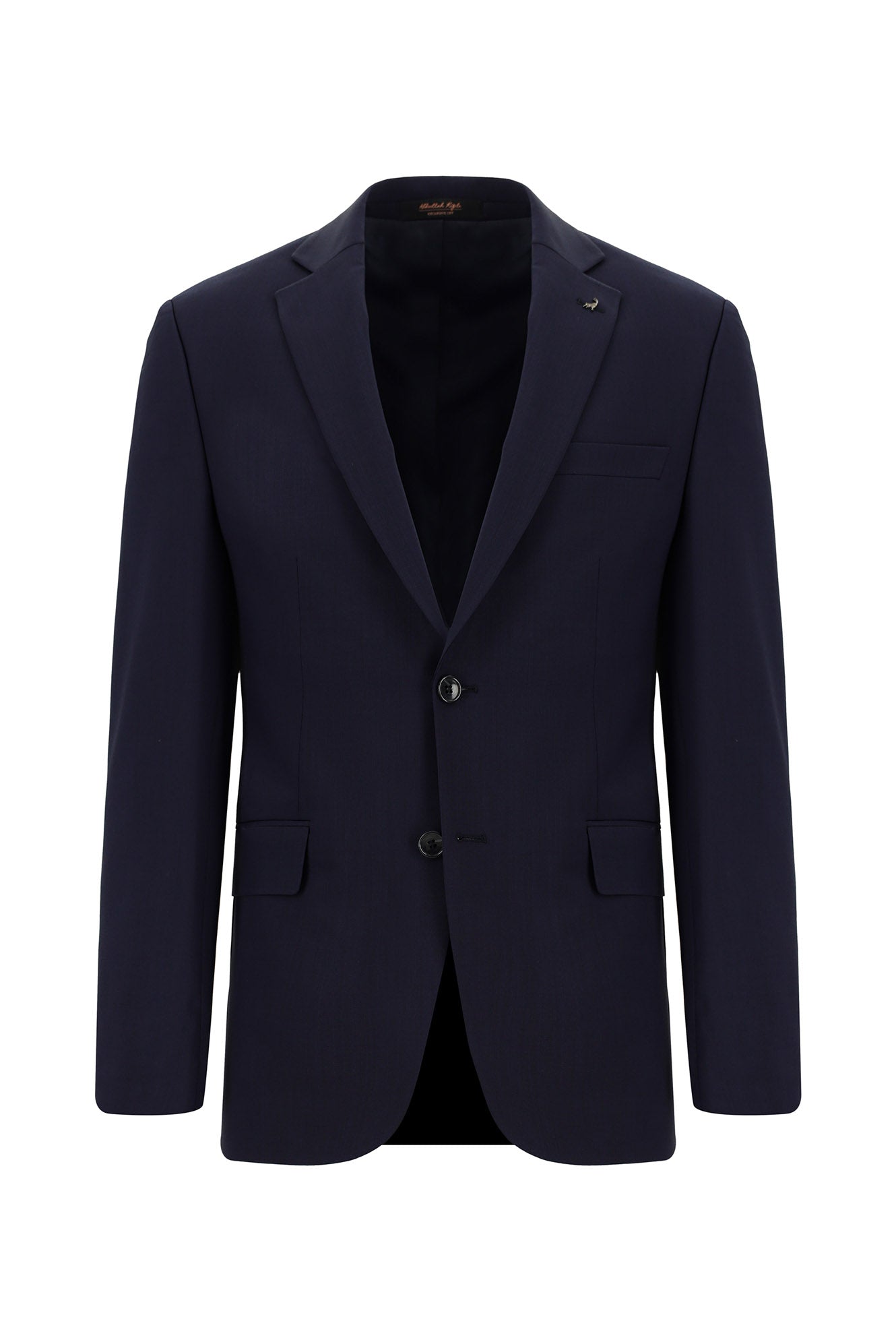 Orta Lacivert 7 Drop Slim Fit Dar Kesim Yünlü Tak?m Elbise-Abdullah Ki??l?