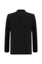 Siyah Slim Fit Dar Kesim Yünlü Kruvaze Takım Elbise