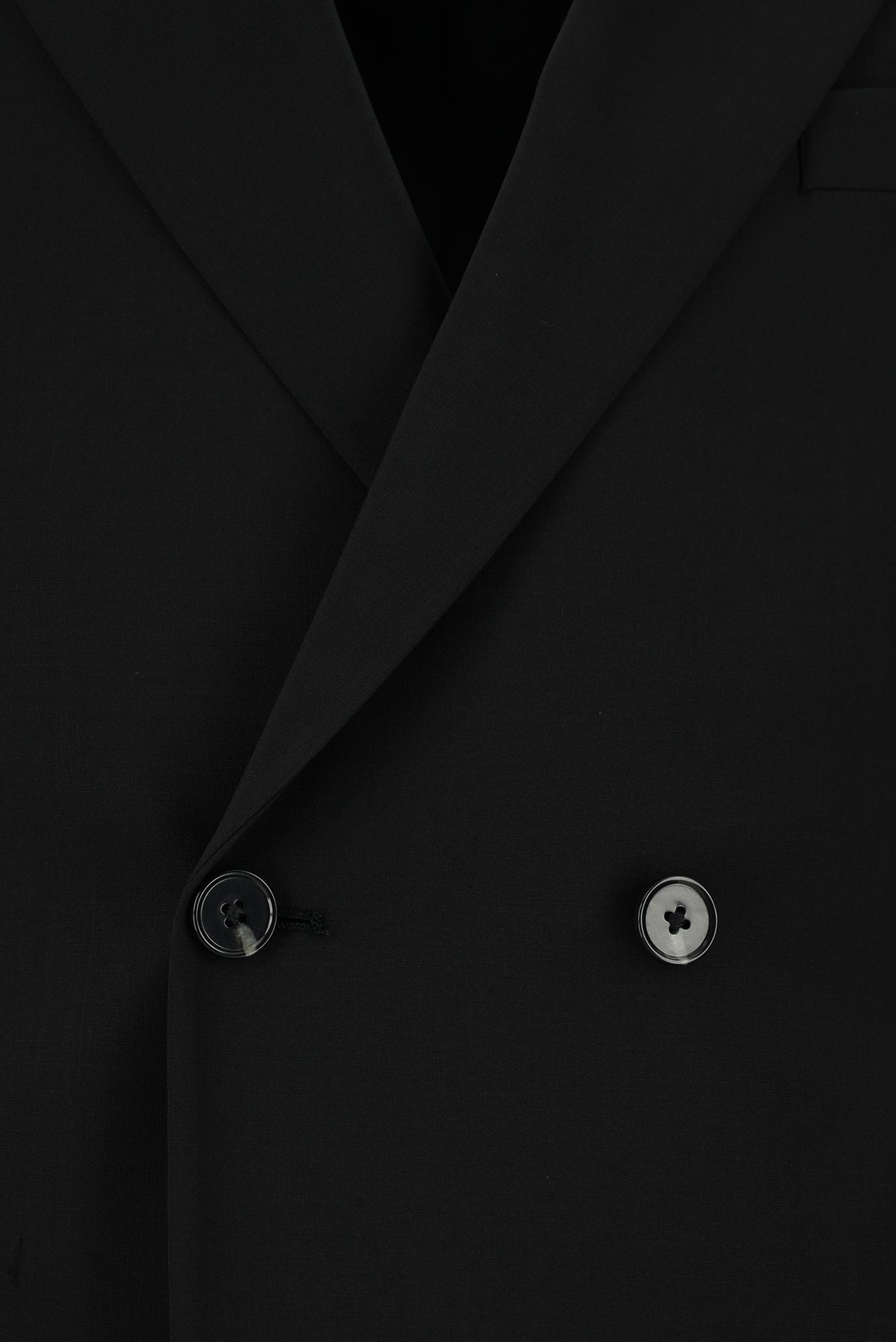 Siyah Regular Fit Yünlü Kruvaze Takım Elbise