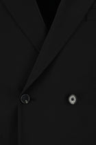 Siyah Regular Fit Yünlü Kruvaze Takım Elbise