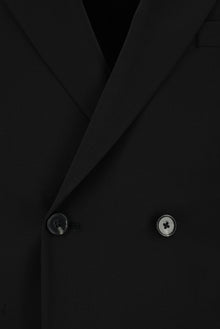 Siyah Regular Fit Yünlü Kruvaze Takım Elbise