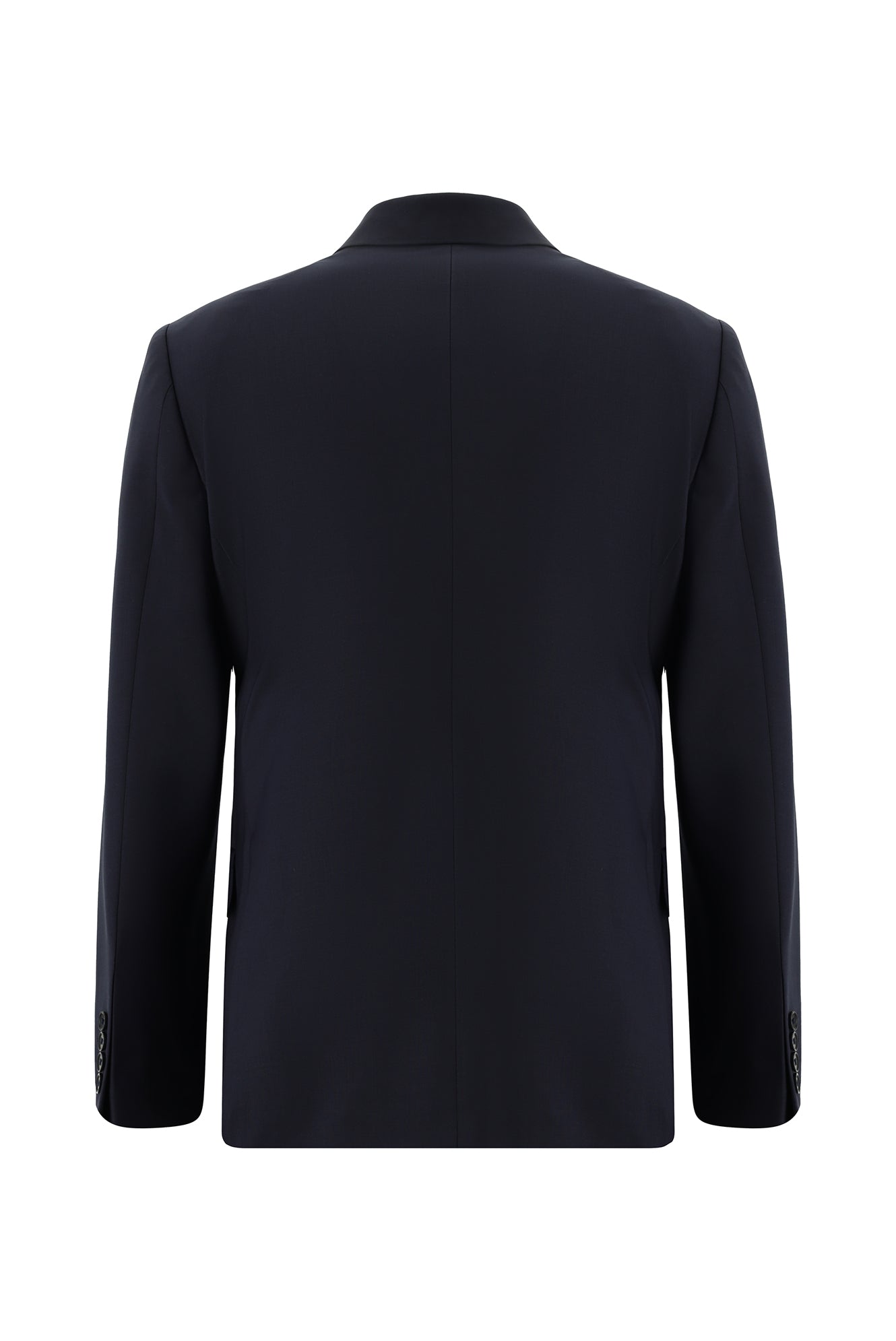 Koyu Lacivert Slim Fit Dar Kesim Yünlü Kruvaze Takım Elbise