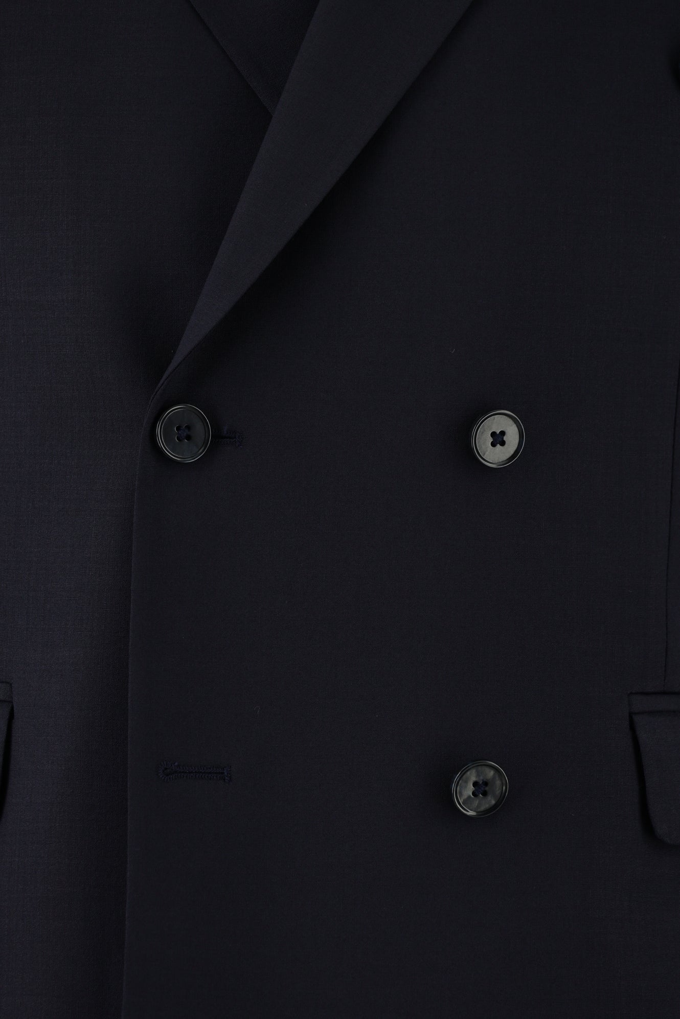 Koyu Lacivert Slim Fit Dar Kesim Yünlü Kruvaze Takım Elbise