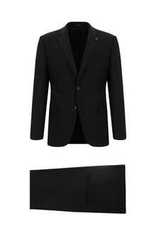 Siyah 4 Drop Relaxed Fit Rahat Kesim Yünlü Tak?m Elbise-Abdullah Ki??l?