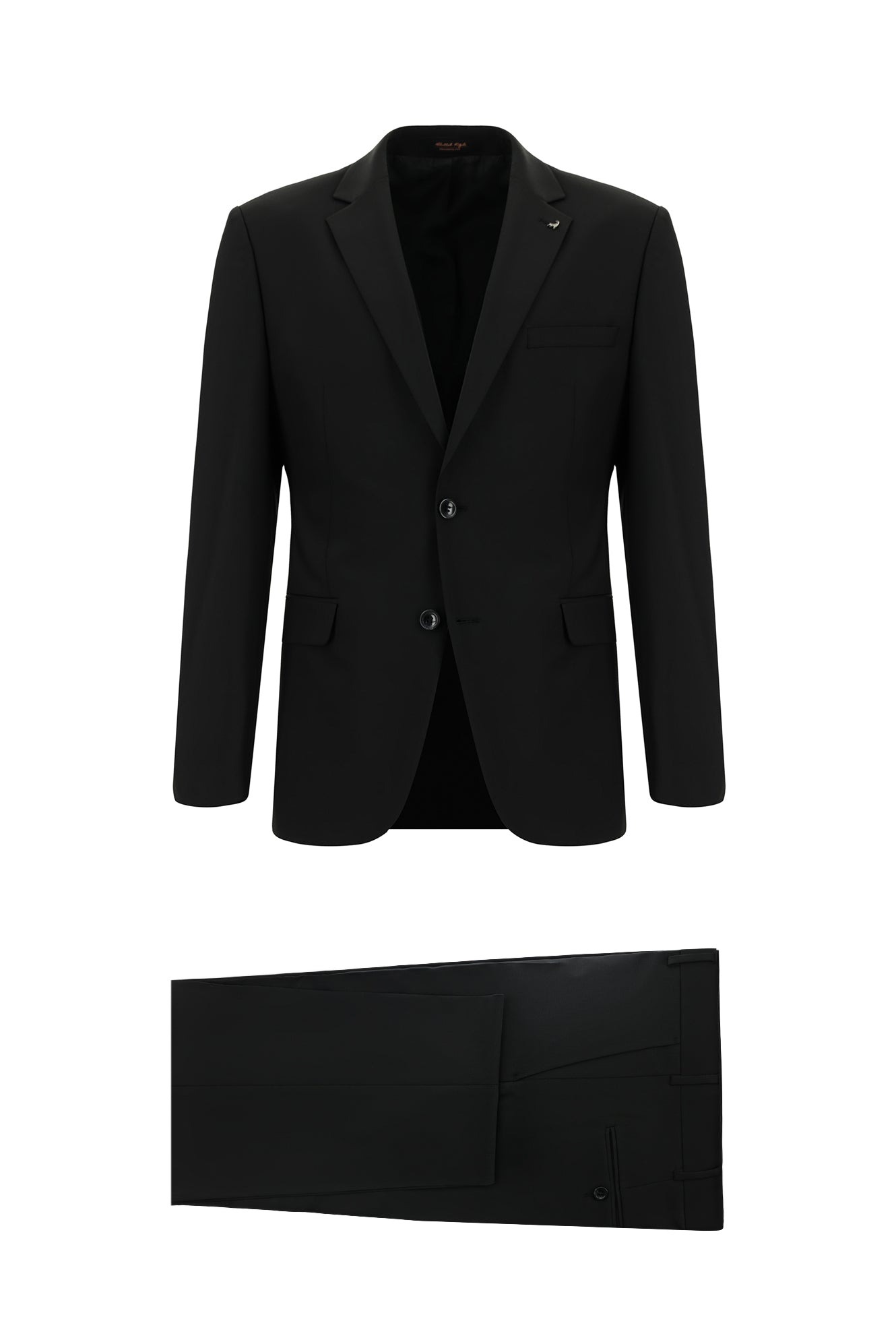 Siyah Slim Fit Dar Kesim Yünlü Klasik Takım Elbise